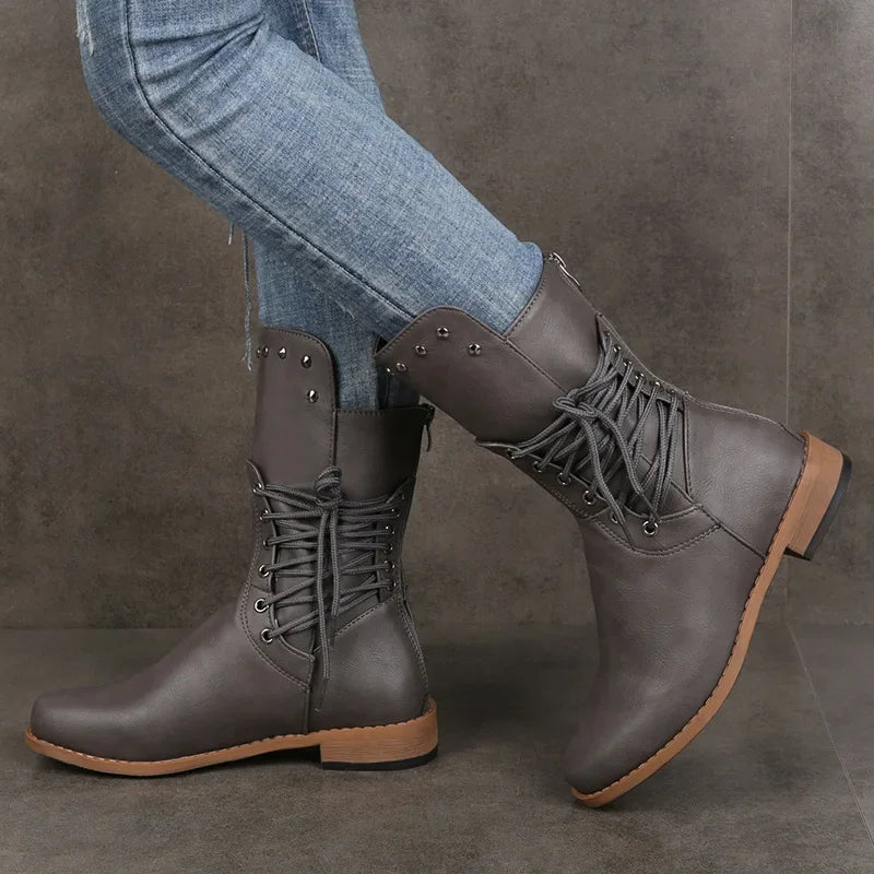 Cross Lace Knight Boots
