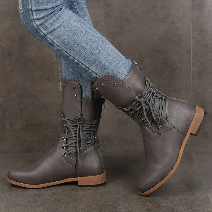 Cross Lace Knight Boots