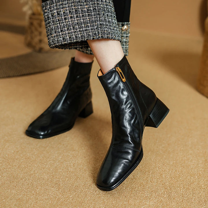Side Zip Square Toe Boots