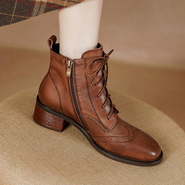 Block Heel Side Zipper Short Boots