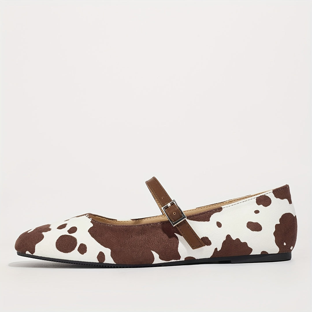 Cow Print Mary Jane Flats