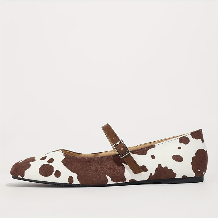 Cow Print Mary Jane Flats