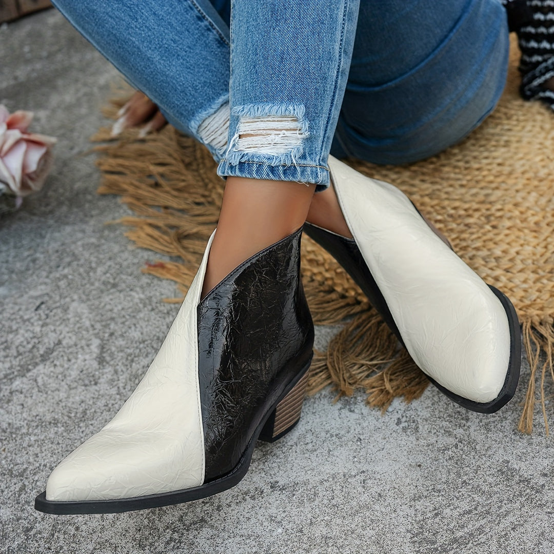 Ankle Boots with Pointed Toe & Back Zipper