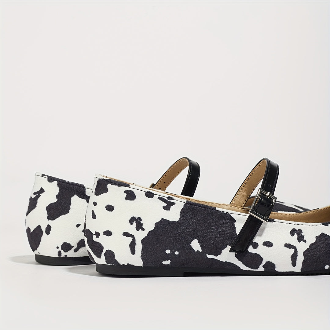 Cow Print Mary Jane Flats