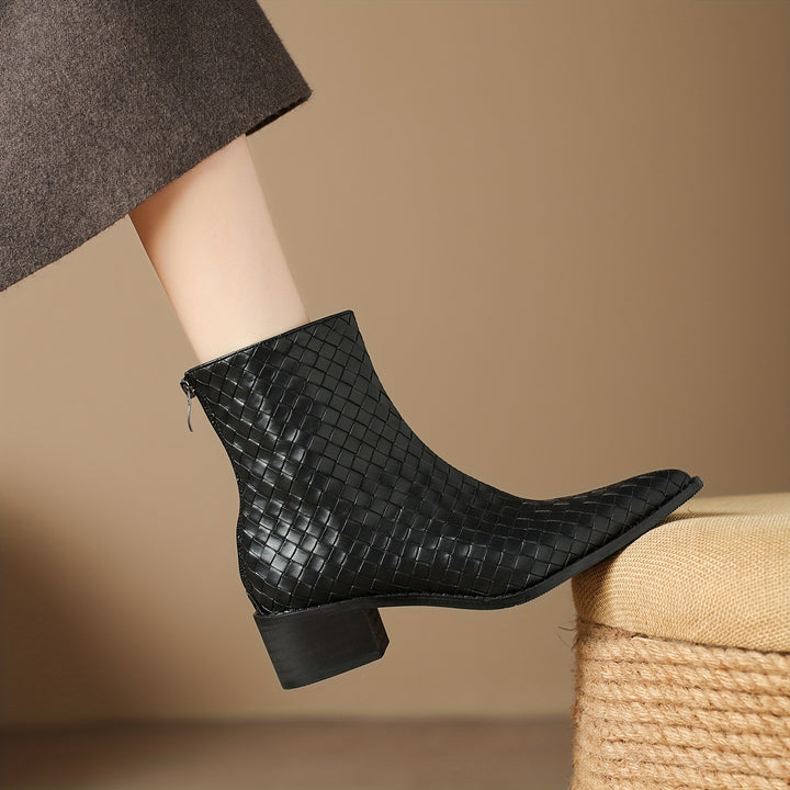 Pointed Toe Chunky Heel Ankle Boots